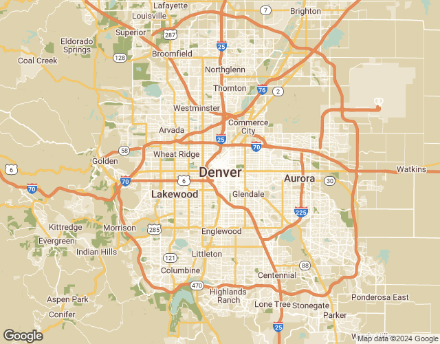 Map of Denver, Colorado, United States